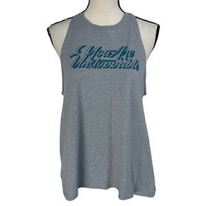 Under Armour Medium Loose Athletic Tank Top "You Are Unstoppable" Heat Gear Gray